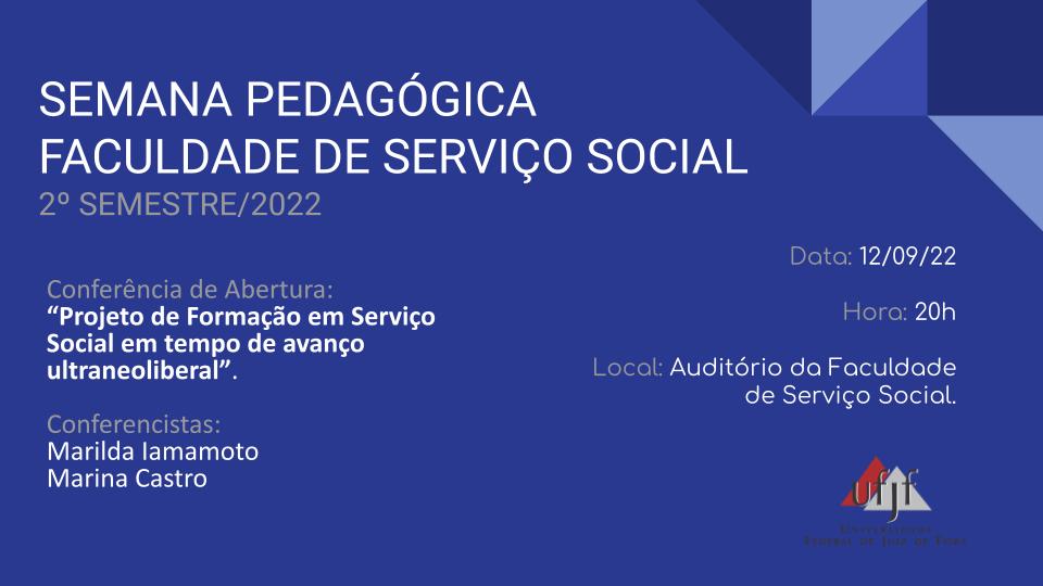 Semana Pedagógica 2º Semestre de 2022 Faculdade de Serviço Social