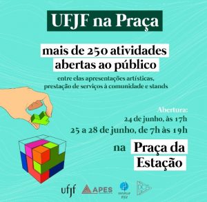 Folder evento "UFJF na Praça" com as informações pertinentes para a participação no evento.