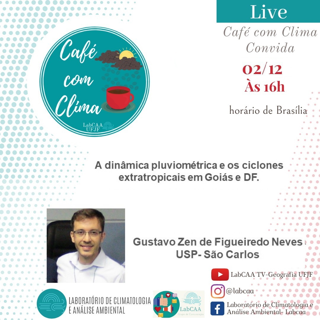 Live com Prof. Dr. Gustavo Zen de Figueiredo Neves tema A dinâmica pluviométrica e os ciclones extratropicais em Goiás e DF