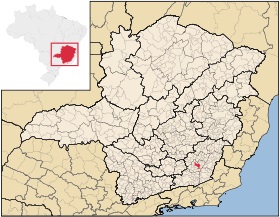 Mapa do estado de Minas Gerais destacando a localização da cidade de Ubá