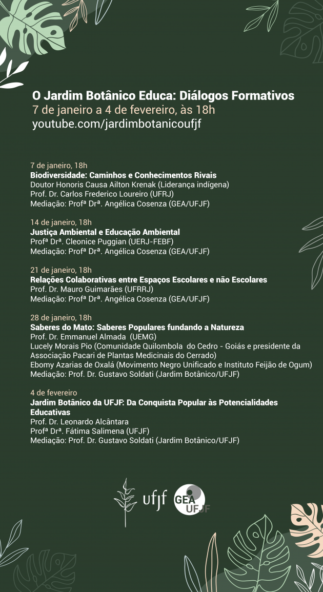 programacao _ Jardim Botânico Educa Dialogos Formativos _ UFJF _ Arte_ Luciano Monteiro