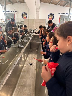 Projeto da Faculdade de Odontologia busca reimplantar nas escolas o h&aacute;bito da escova&ccedil;&atilde;o dental ap&oacute;s o recreio. (Foto: arquivo pessoal)