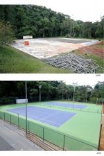 Imagens capturando a construção da nova quadra de tênis da Faefid (Fotos: Alexandre Dornelas)