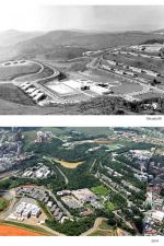 Antes e depois de várias intervenções no campus, com o aumento também da urbanização em seu entorno (Fotos: Roberto Dornelas/Alexandre Dornelas)