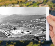 Foto aérea do campus da UFJF na década de 1970, registrando a paisagem e a infraestrutura da universidade naquele período. (Foto: Arquivo Histórico da UFJF)