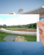 Obras da pista de atletismo e do campo de futebol na Faculdade de Educação Física e Desportos (Faefid) (Foto: Alexandre Dornelas)
