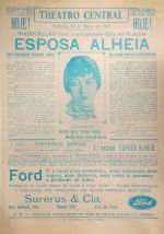 Anúncio de inauguração do Cine-Theatro Central em 30 de março de 1929. A atração de estreia era o filme "Esposa Alheia" (Foto: Arquivo)