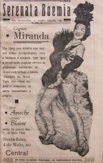 Anúncio de exibição do filme "Serenata Boêmia" (1944), estrelado por Carmen Miranda (Foto: Arquivo)