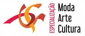 Imagem apresentado a logomarca da identidade visual do curso com os dizeres: Especialização Moda, Arte e Cultura.