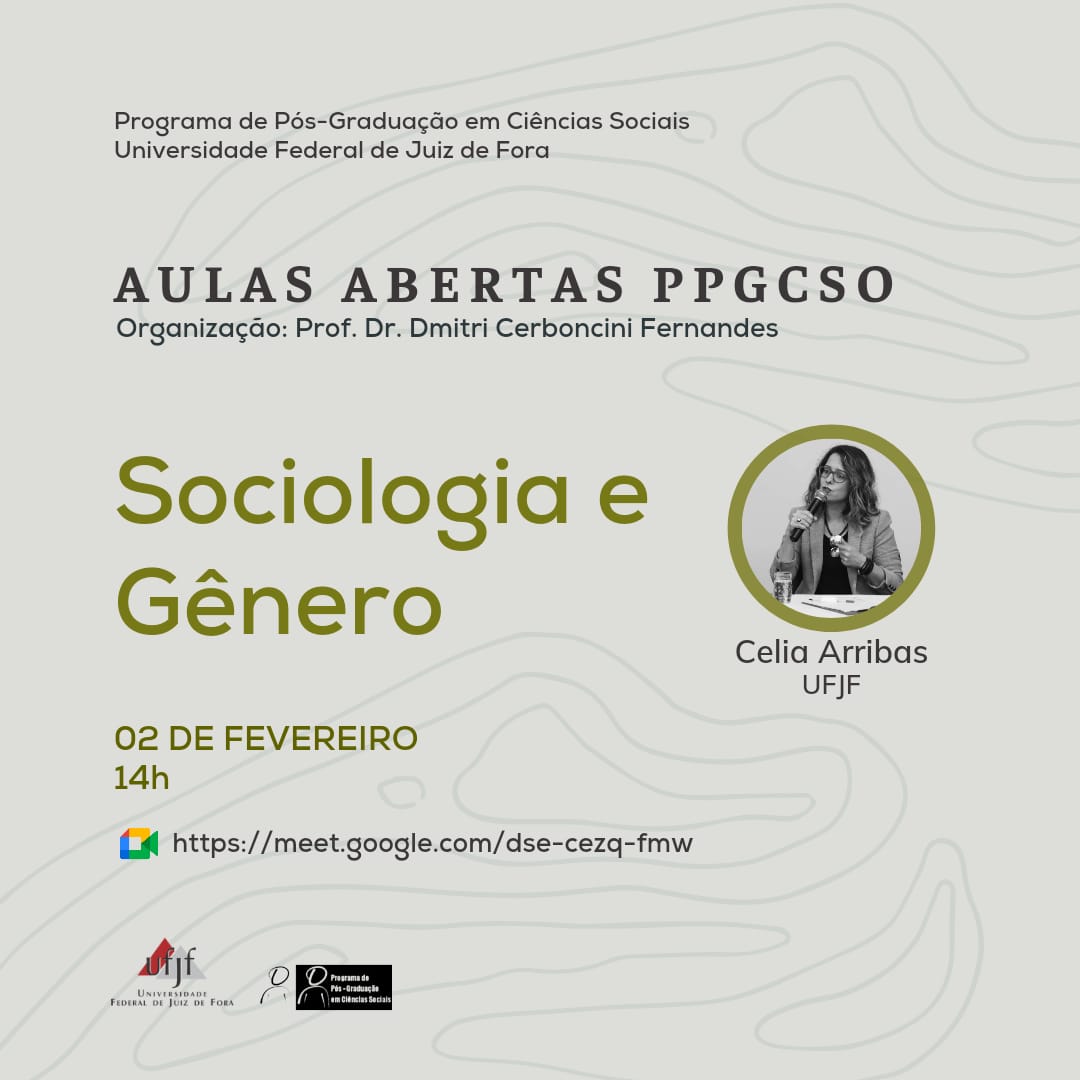 PPGCSO UFJF CONVITE AULA ABERTA SOCIOLOGIA E GÊNERO Programa de