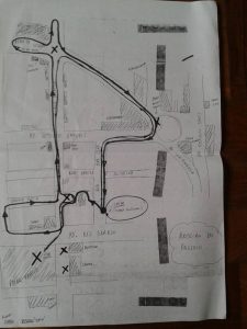 Esse "mapa" é o do que deveria ter sido o percurso da Passeata Mascarenhas Meu Amor" que levou às ruas cerca de 1500 pessoas em julho de 1983 e da qual eu fui um dos organizadores. A ideia, contudo, foi do meu amigo Luiz Alberto Passaglia. (mensagem do doador, Rogério Teixeira)