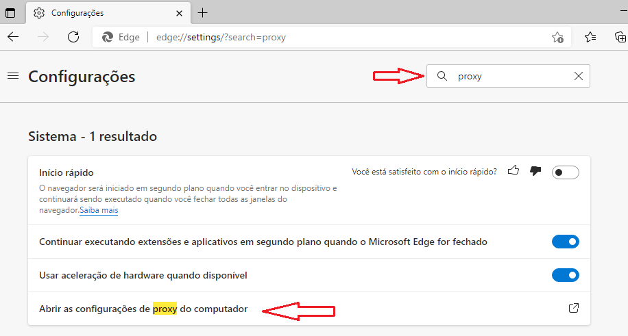 Passo 2 -  Tutorial de configuração do proxy no Microsoft Edge