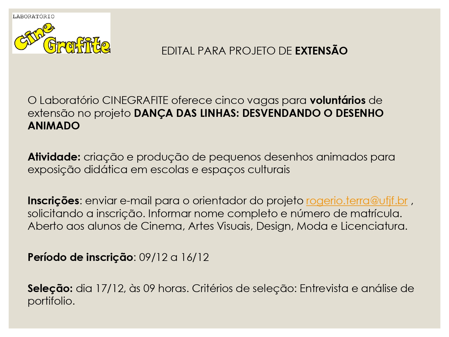 Edital de seleção para projeto de extensão: Dança das Linhas: Desvendando o desenho animado
