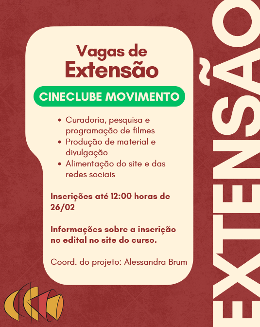 Edital de seleção para bolsista de extensão – Cineclube Movimento