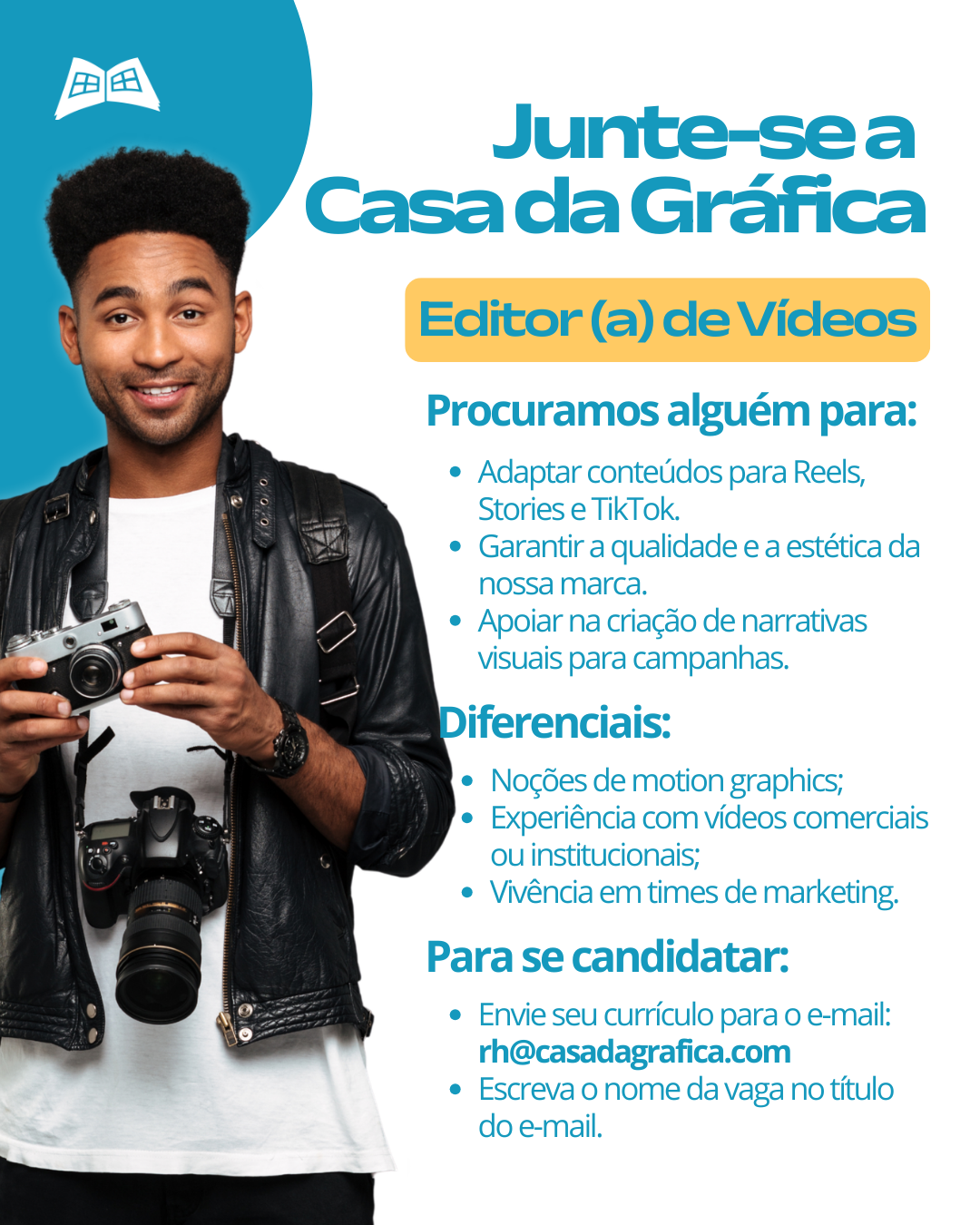 Vaga para editor de vídeo –  Casa da Gráfica