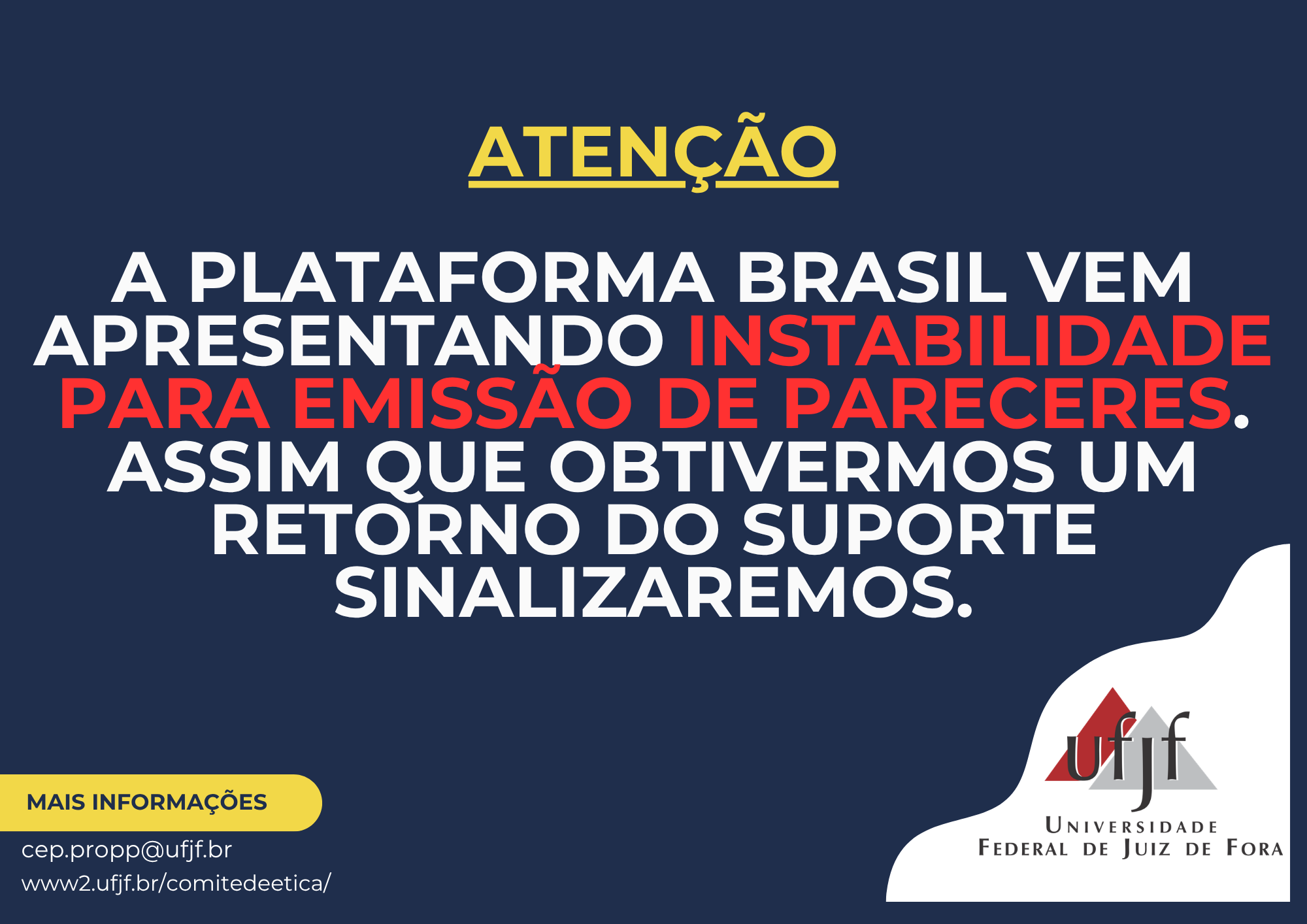 Instabilidade Plataforma Brasil