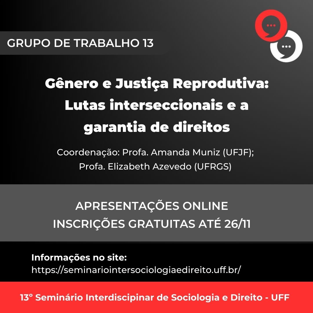 Contra Legem irá coordenar o GT Grupo de Trabalho “Gênero e Justiça Reprodutiva: lutas inserseccionais e garantia de direitos”