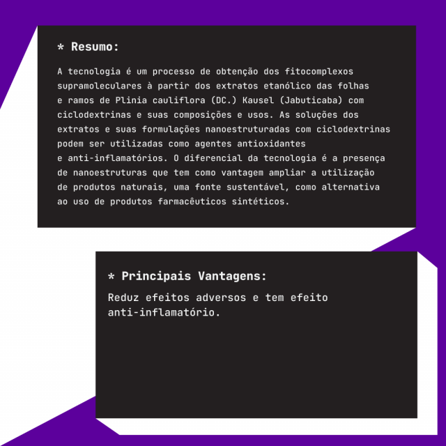 Processo de Obtenção de Formulações Fitoterápicas Nanoestruturadas à Base de Plinia Cauliflora (dc.) Kausel (jabuticaba) com Ciclodextrinas - BR 10 2020 018324-9