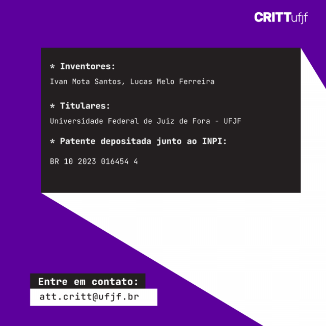 Patente depositada junto ao INPI: BR 10 2023 016454 4