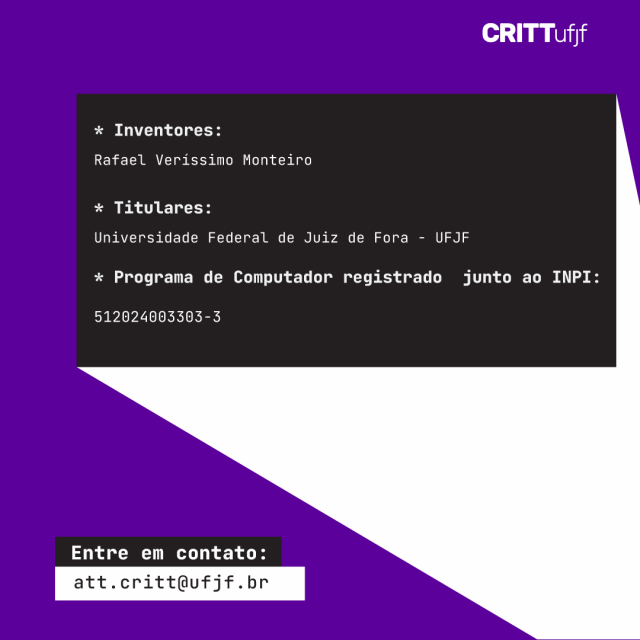 Programa de Computador registrado junto ao INPI: 512024003303-3
