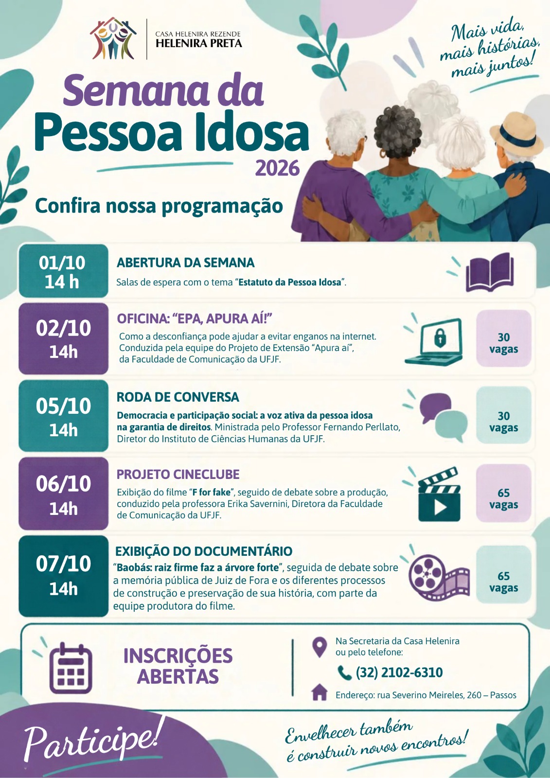 Semana da Pessoa Idosa – 2026, da Casa Helenira Preta