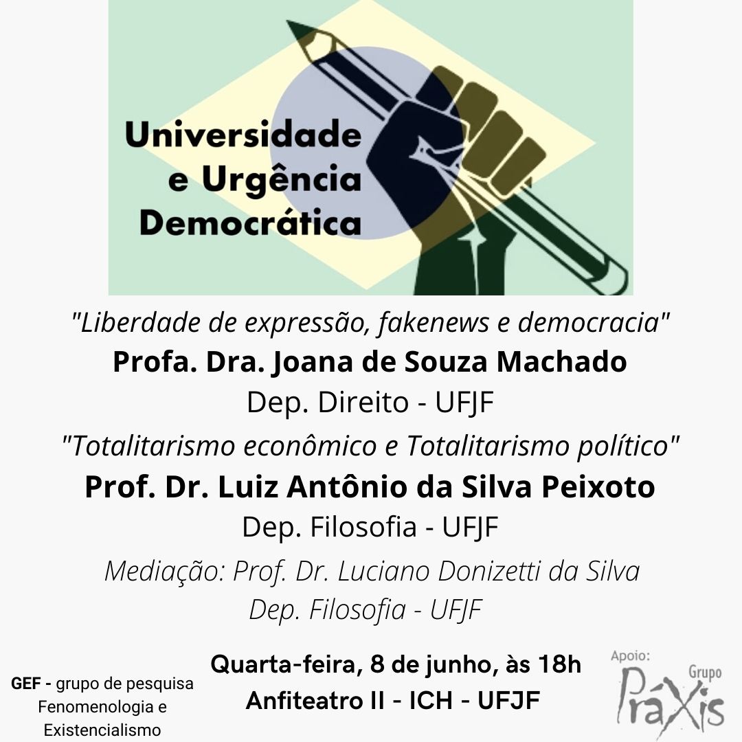 Grupo de pesquisa do curso de filosofia promove evento “Universidade e Urgência Democrática”