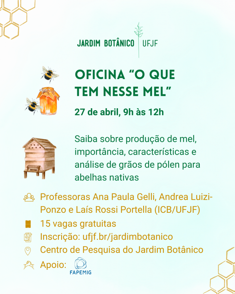 oficina mel abelhas nativas jardim botânico ufjf