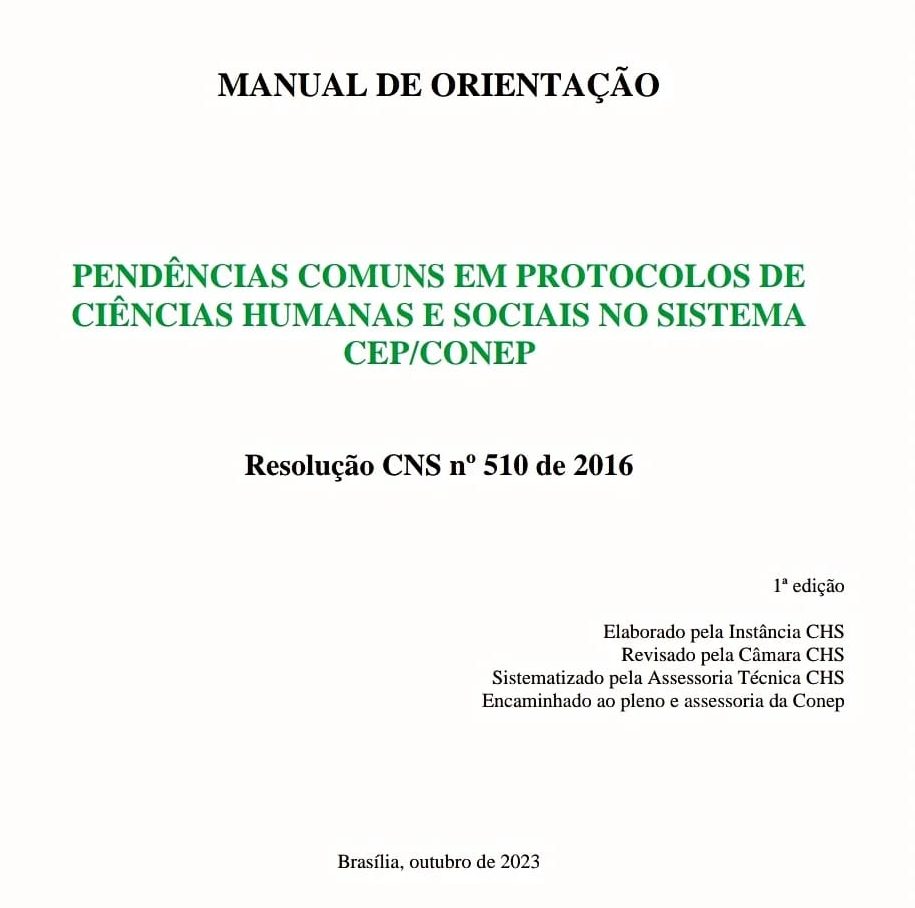 Manual de Orientação: “Pendências Comuns em Protocolos de Ciências Humanas e Sociais no Sistema CEP/CONEP”