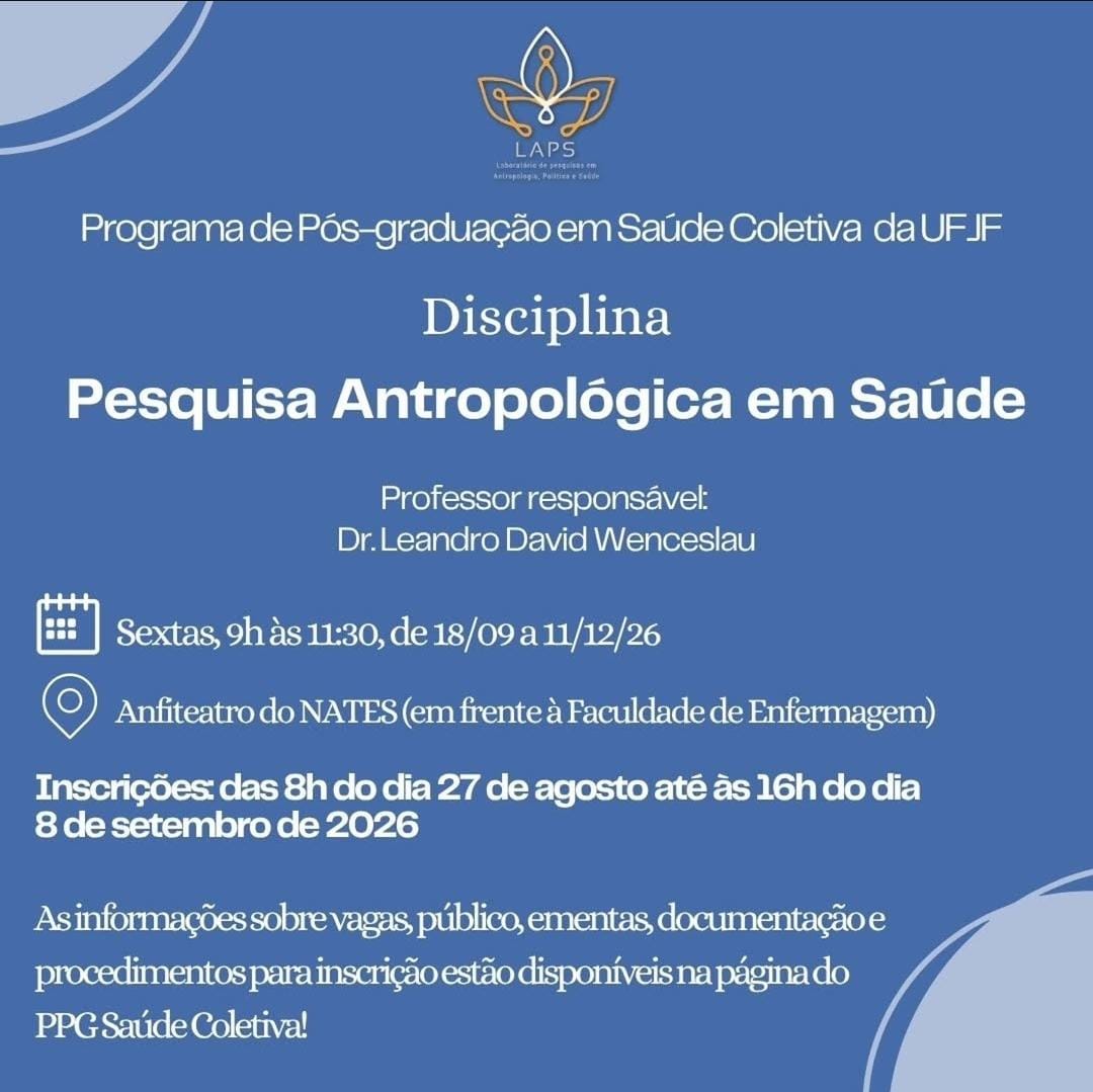 Disciplina Pesquisa Antropológica em Saúde
