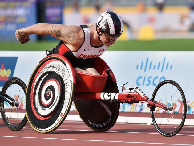 Toronto, ON - Aug 14 2015 - Joshua Cassidy competes in the Men's 1500m T54 Final in the CIBC Athletics Stadium during the Toronto 2015 Parapan American Games  (Photo: Matthew Murnaghan/Canadian Paralympic Committee)