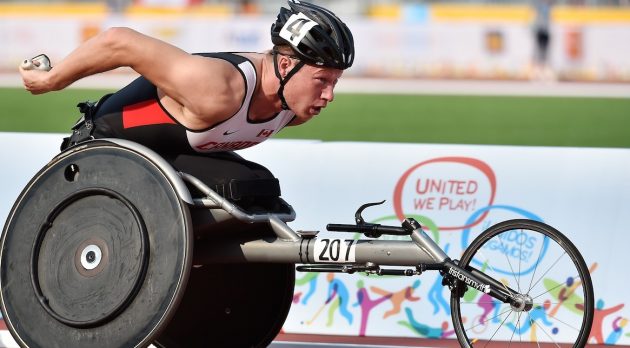 Toronto, ON - Aug 14 2015 - Tristan Smith competes in the Men's 1500m T54 Final in the CIBC Athletics Stadium during the Toronto 2015 Parapan American Games  (Photo: Matthew Murnaghan/Canadian Paralympic Committee)