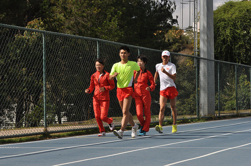 Campeão olímpico, Ding Chen (de branco) visitou a Faefid em 2014 (Foto: Twin Alvarenga/UFJF)
