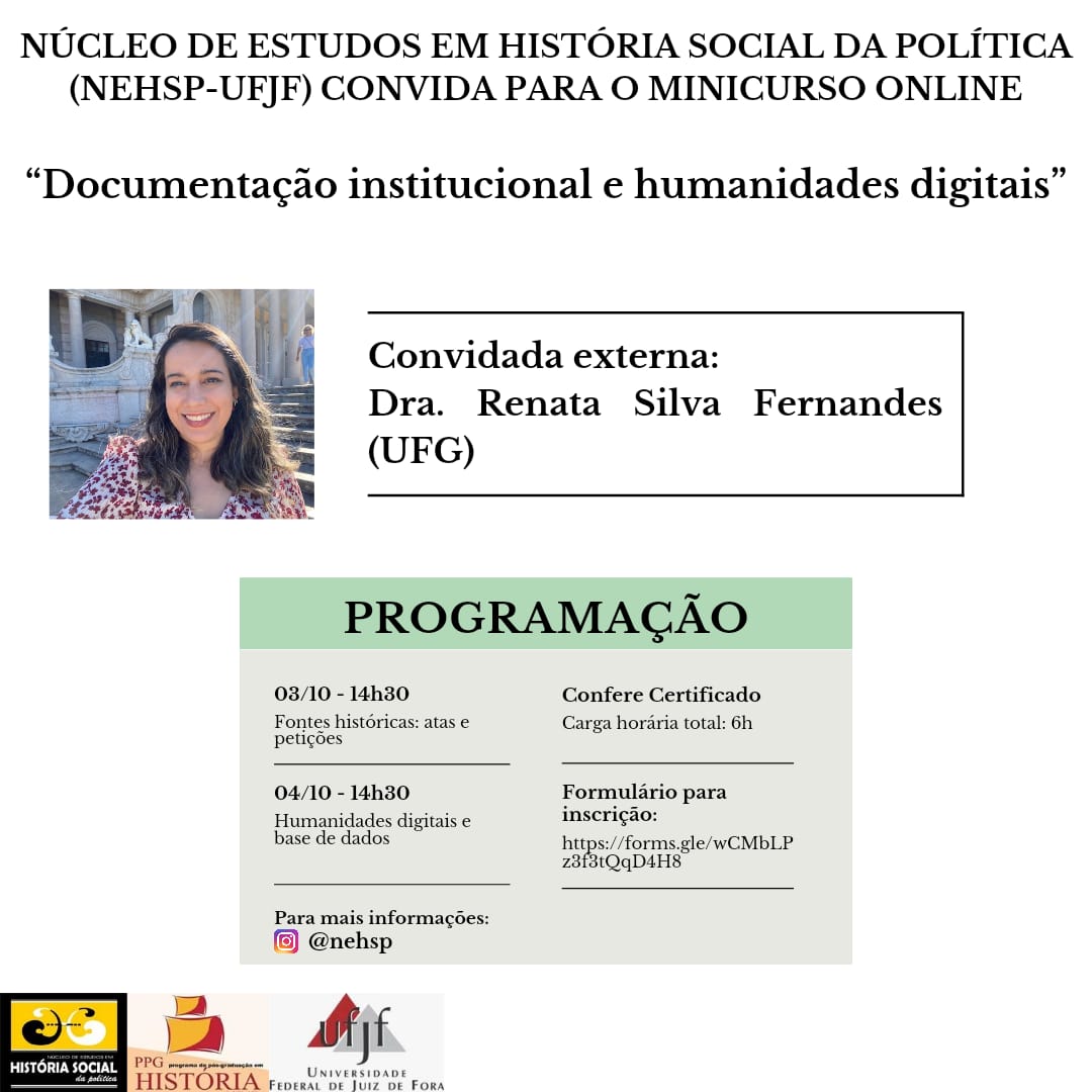 Minicurso “Documentação institucional e Humanidades Digitais