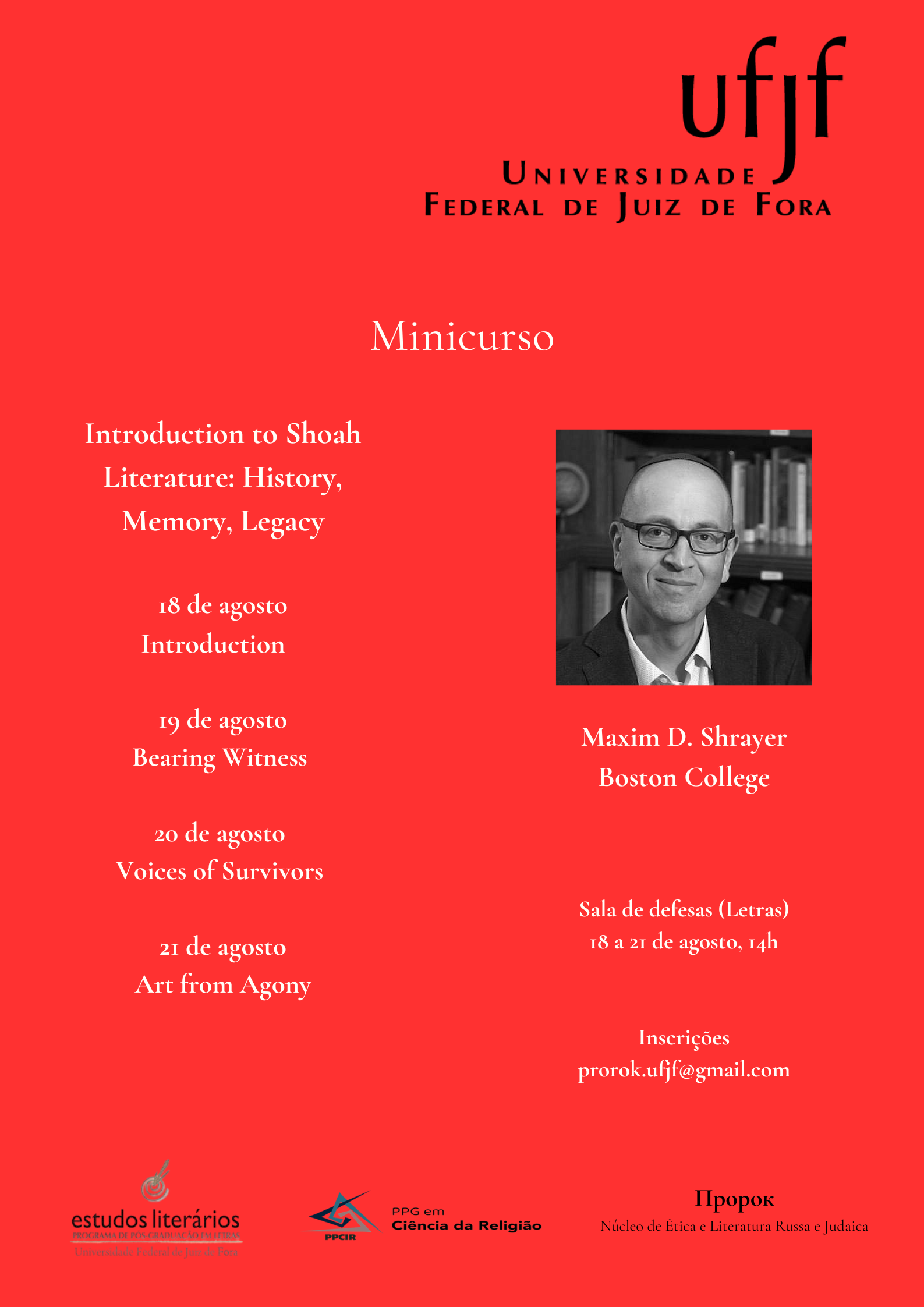 Minicurso com o Prof. Maxim Shrayer (Boston College)
