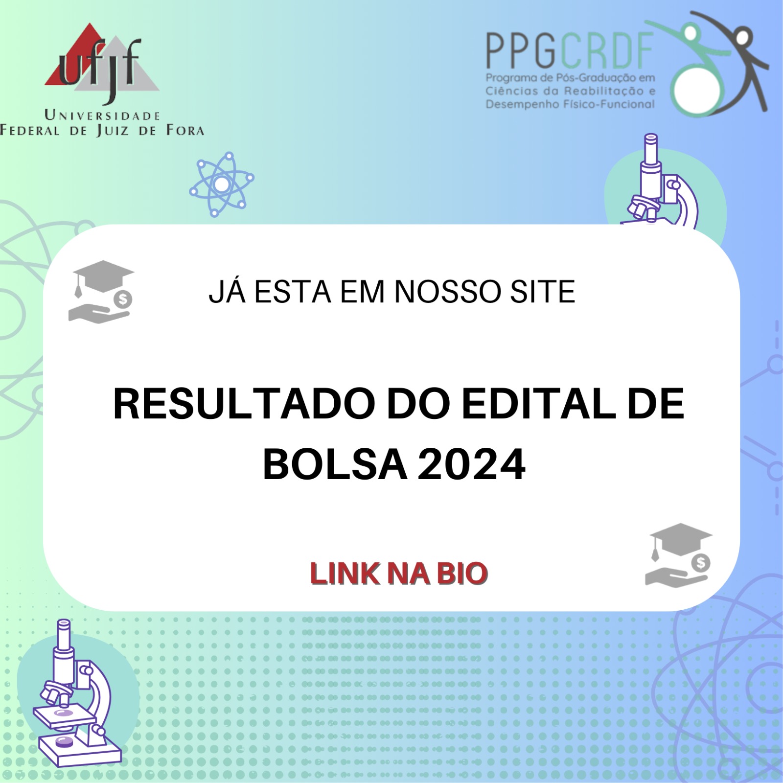 Resultado do Edital de bolsas de estudo do PPGCRDF 2024