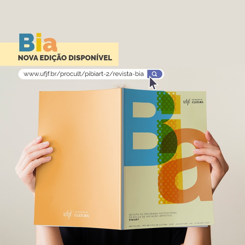 Arte de divulgação da segunda edição da Revista digital Bia. 