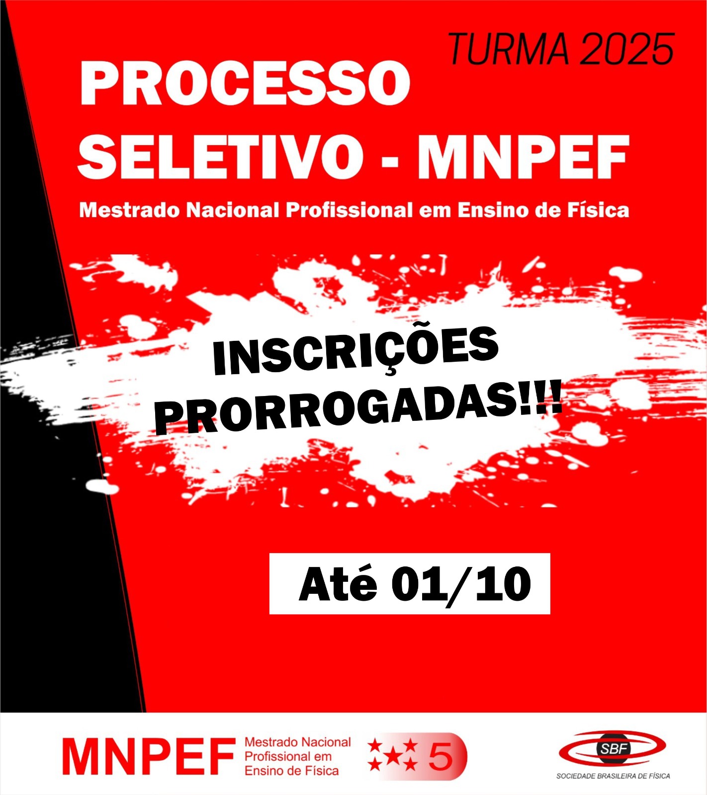 Inscrições prorrogadas até 01/10