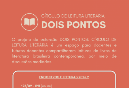 Inscrições abertas para o Círculo de Leitura Literária Dois Pontos – 2025.2