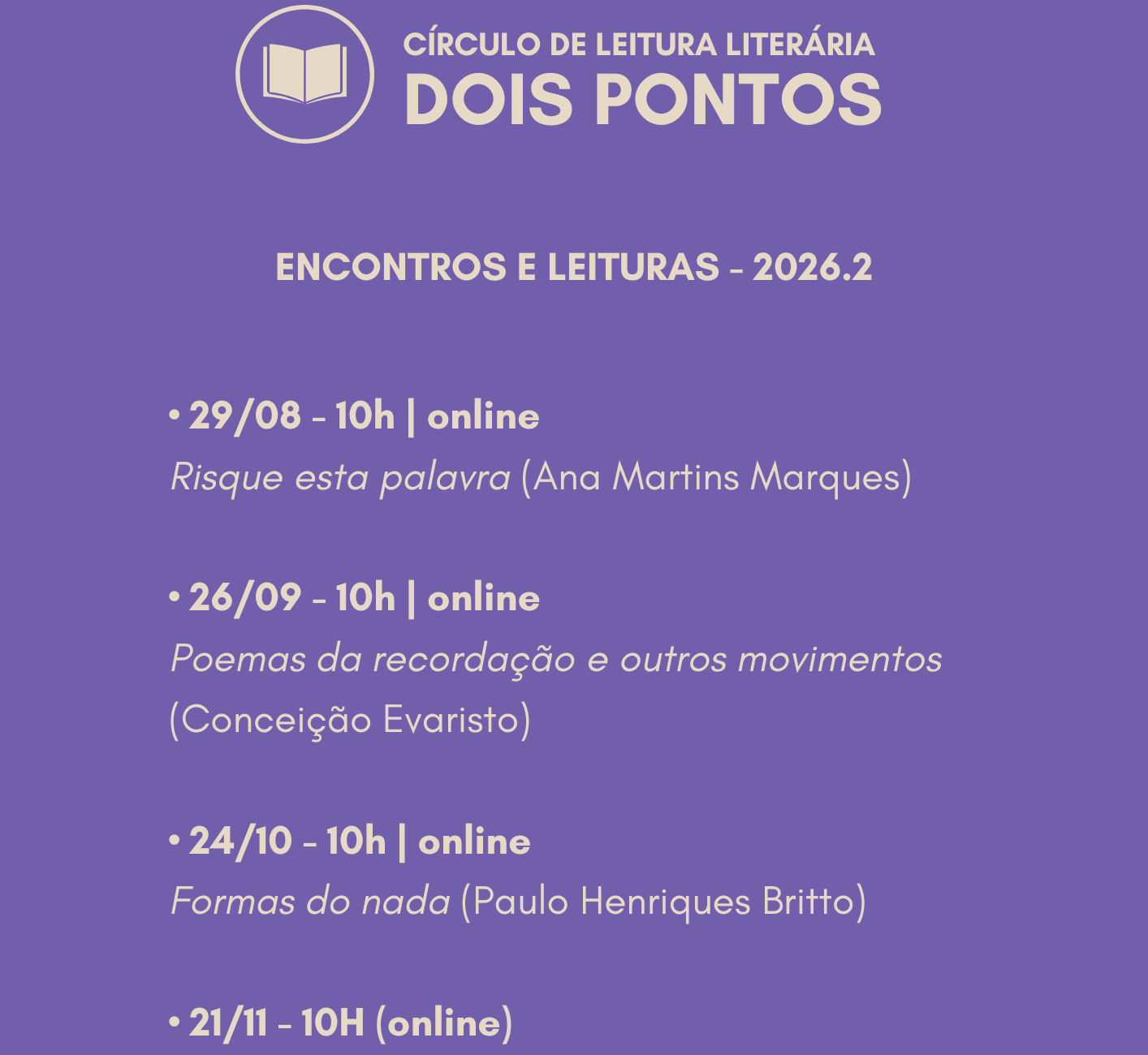 📢 Inscrições Abertas: Projeto de Extensão UFJF | Círculo de Leitura Literária 2026.2