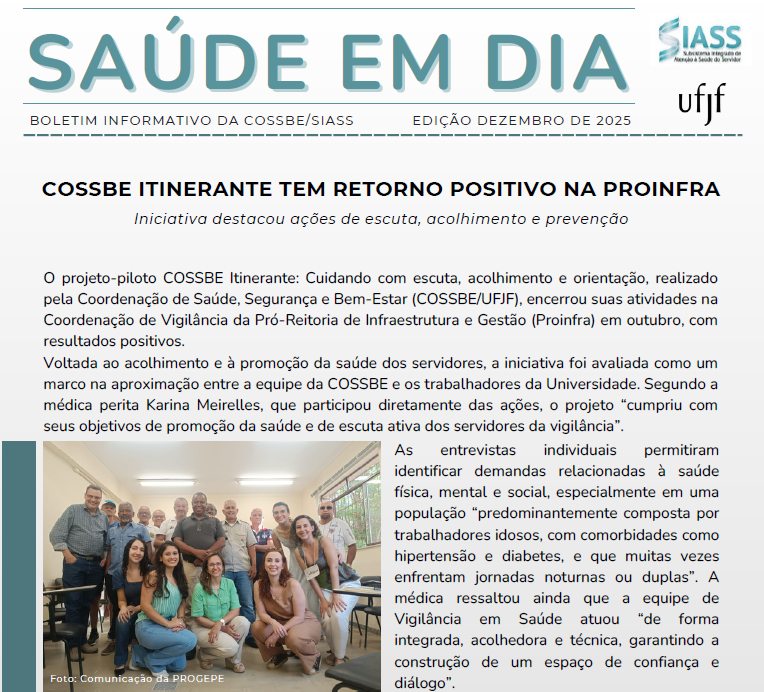 COSSBE lança edição de dezembro do informativo Saúde em Dia