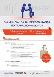 Banner de divulgação do evento do Dia Mundial de Saúde e Segurança no Trabalho na UFJF/GV.