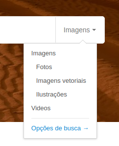 Imagem que mostra as opções de busca do site Pixabay