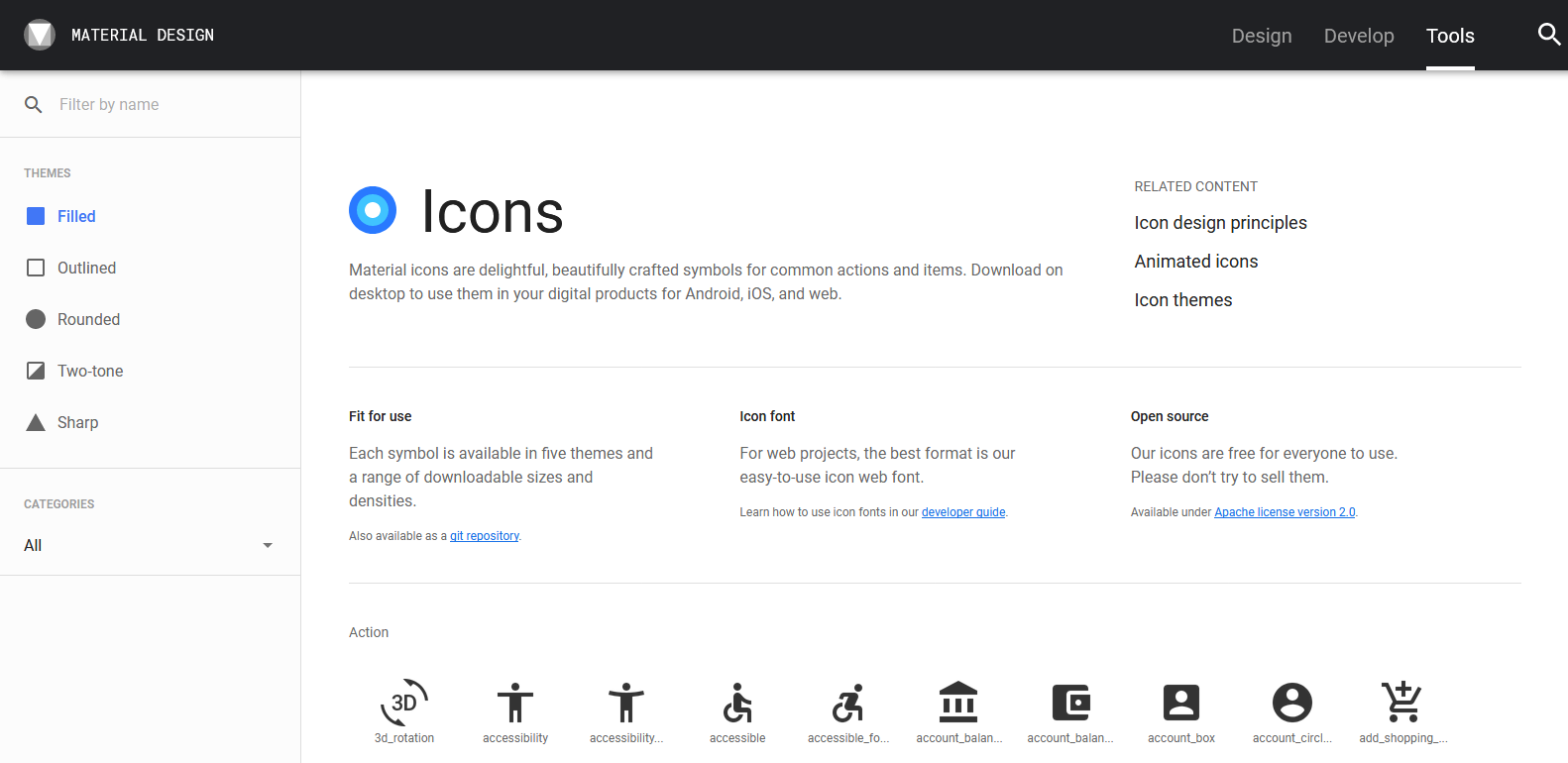 Imagem da página pricipal do site onde as opções de ícone estão disponíveis