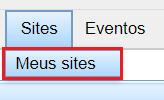 Imagem aproximada da barra de acesso rápido com a opção Meus Sites em destaque