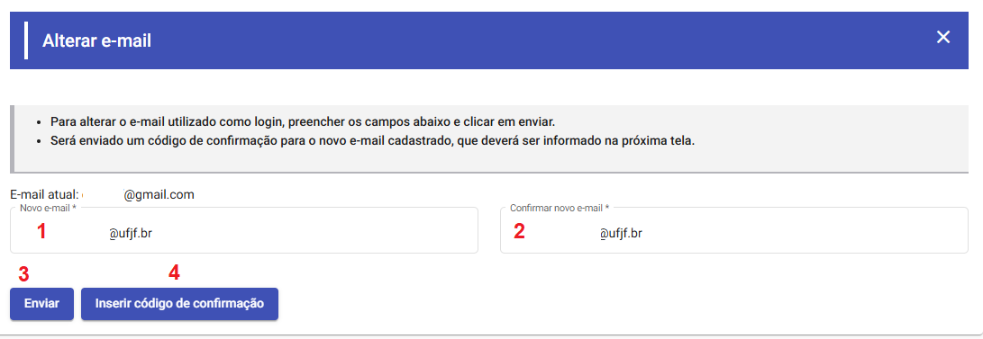 Print da tela de alteração de e-mail do candidato.