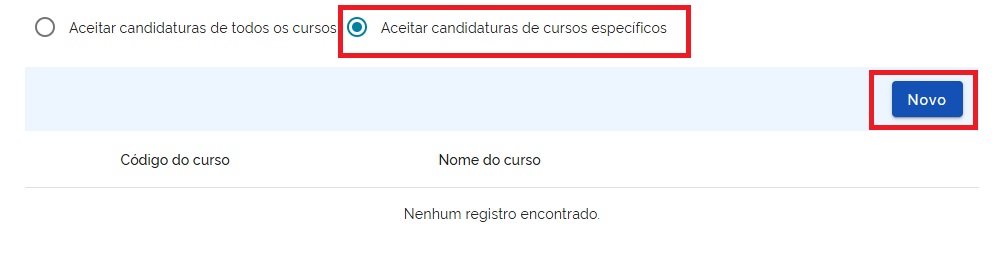 Processo seletivo para cursos específicos