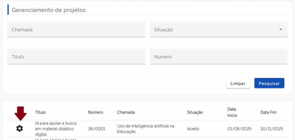 Configuração dos projetos
