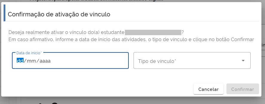 Confirmação de vínculo
