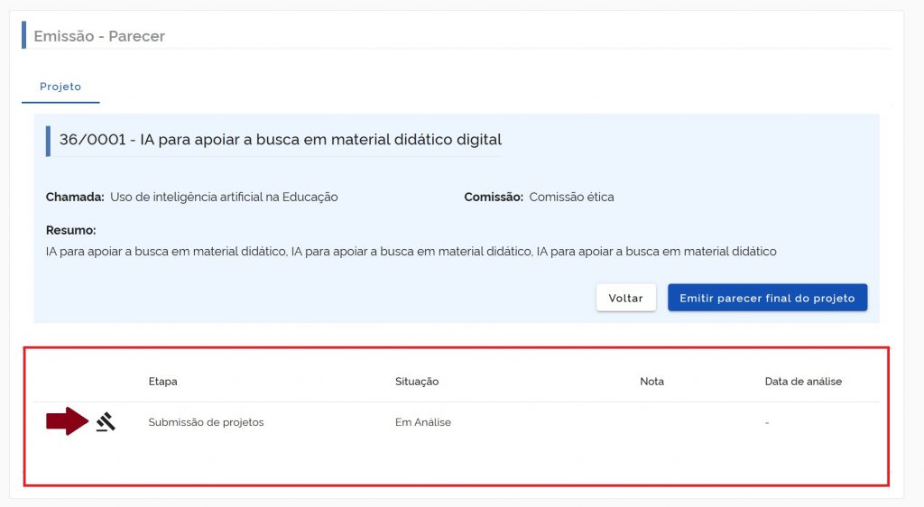 Avaliação de etapas