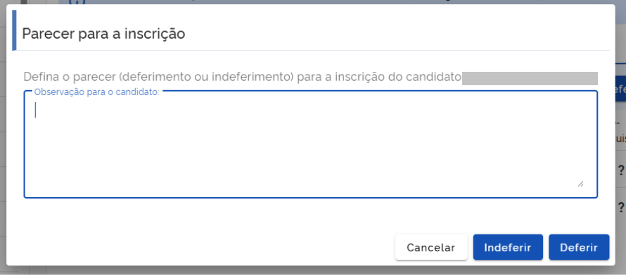 Deferimento/indeferimento individual